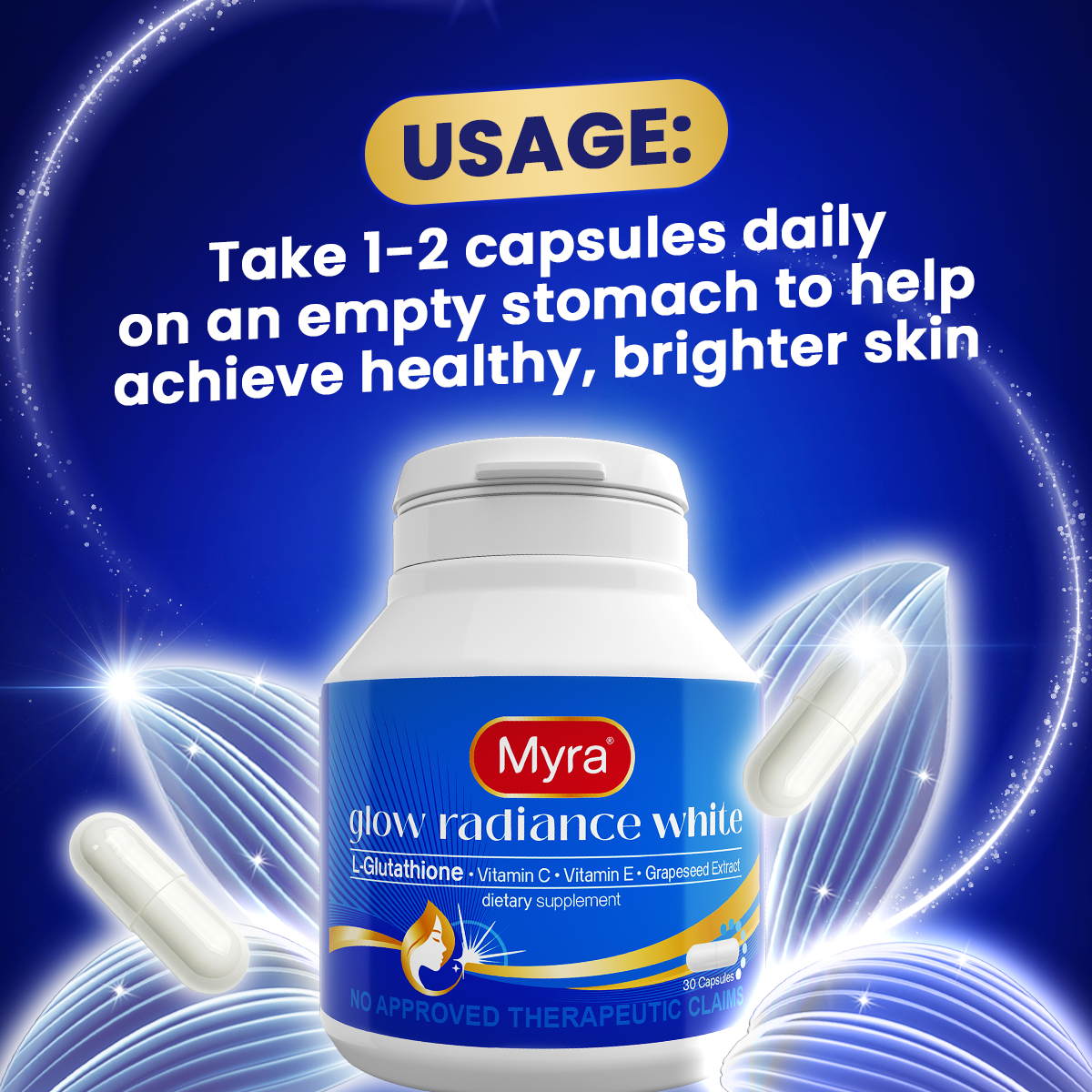 NEW Myra Glow Radiance with L-Glutathione 10s Capsules