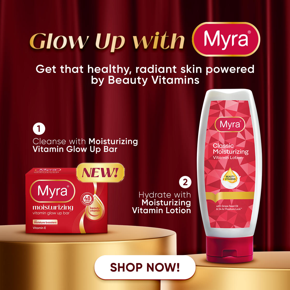 NEW Myra Moisturizing Vitamin GlowUp Soap Bar 90g (Bundle of 2)