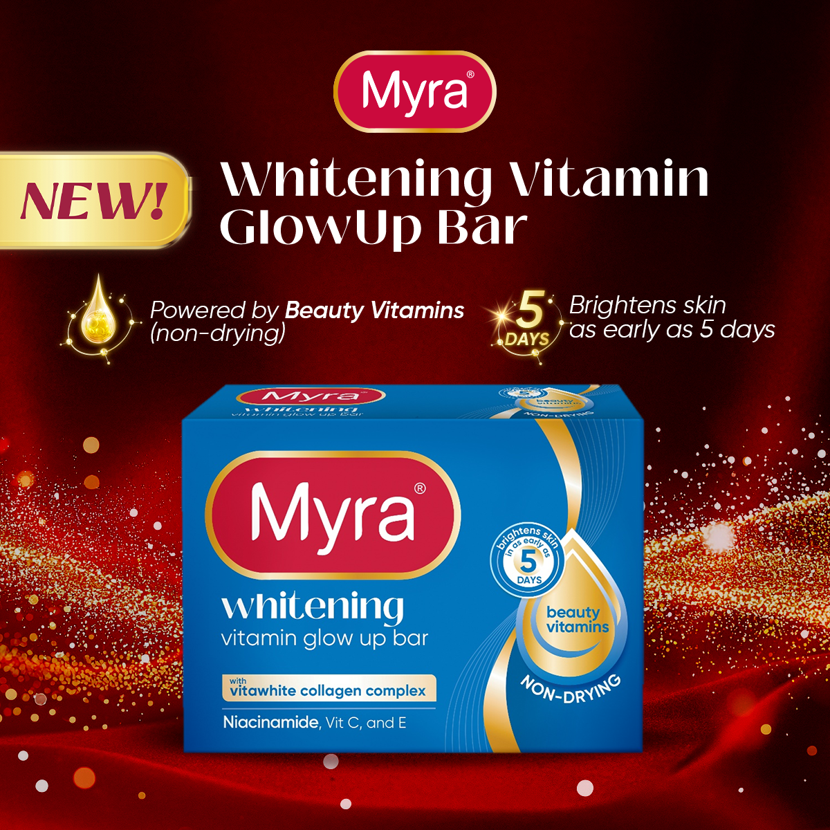 NEW Myra Whitening Vitamin GlowUp Soap Bar 90g (Bundle of 2)