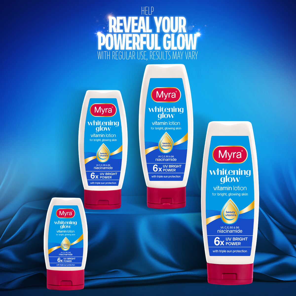 Myra Whitening Glow Vitamin Lotion 200ml x 3
