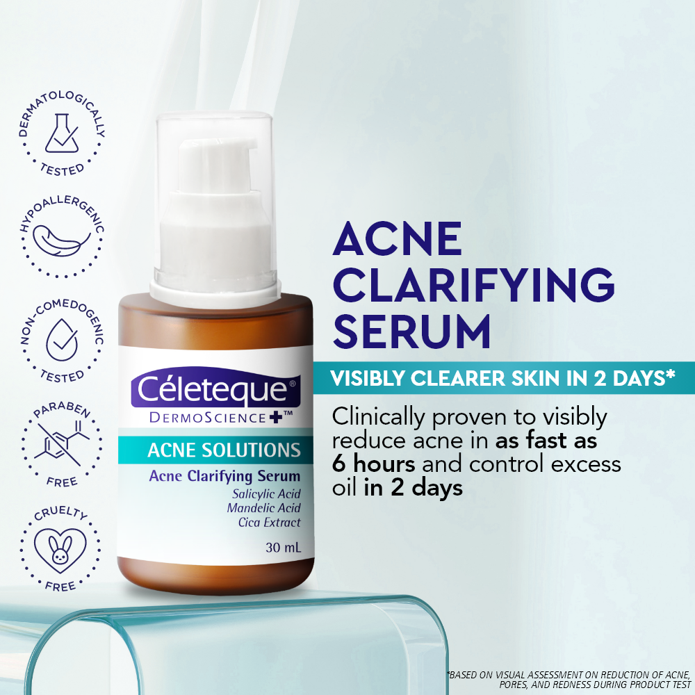 NEW Celeteque Advanced Acne Care Bundle (NEW Celeteque Acne Solutions Acne Clarifying Serum 30ml + Acne Solutions Acne Clearing Facial Moisturizer Gel 50ml)