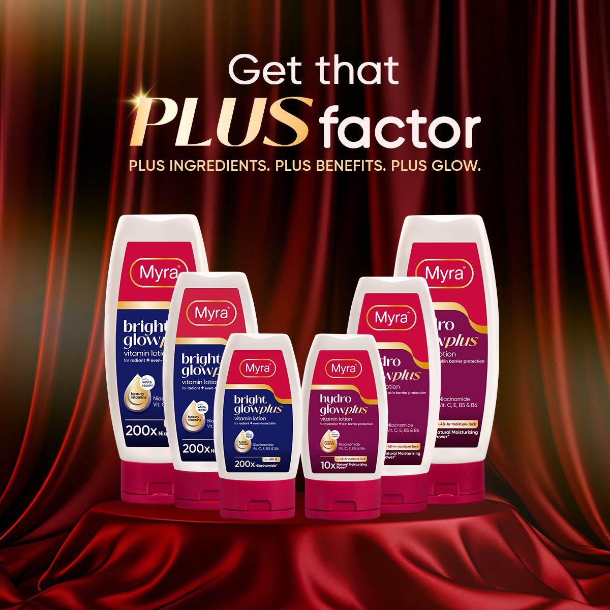 New Myra HydroGlow Plus Vitamin Lotion 200ml x 3