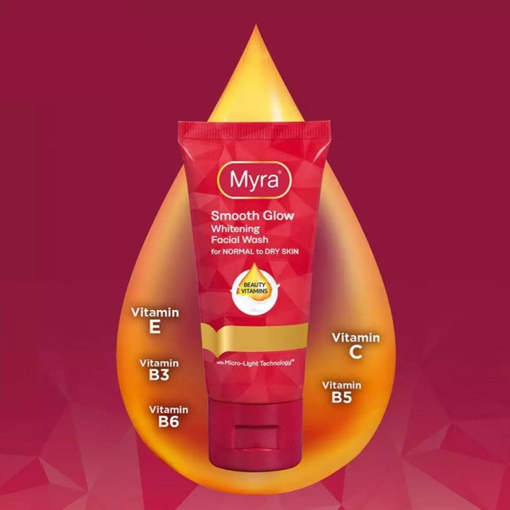 Myra Smooth Glow Whitening Facial Wash 50mL + Facial Moisturizer 40mL