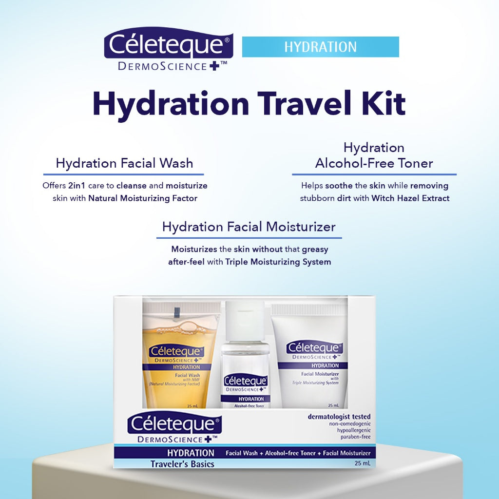 Lactezin Acne Care Travel Kit (Lactezin 8 capsules + Celeteque Hydration Travel Kit)